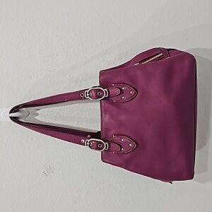 Cole Haan leather purple pink Satchel/shoulder handbag bag multiple compartments